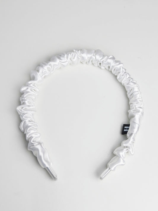 White Satin Headband - Slim