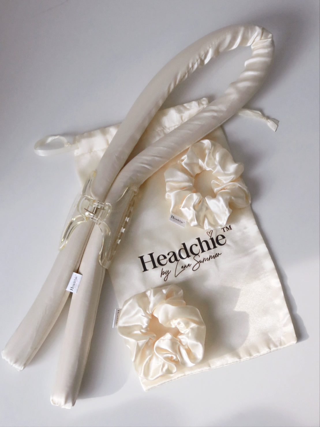 Satin Heatless Curler Set - Curling Headband, Clip, Scrunchies & Bag