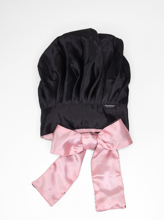 Reversible Silky Satin Bonnet with ribbon - Pink