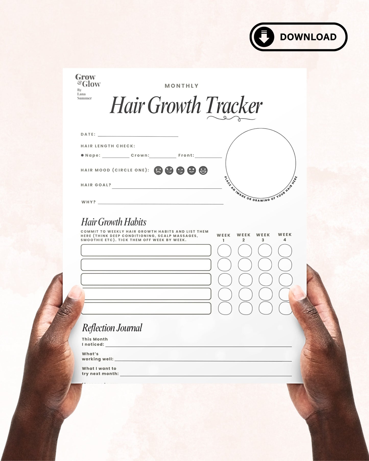 Grow & Glow HAIR GROWTH TRACKER Journal