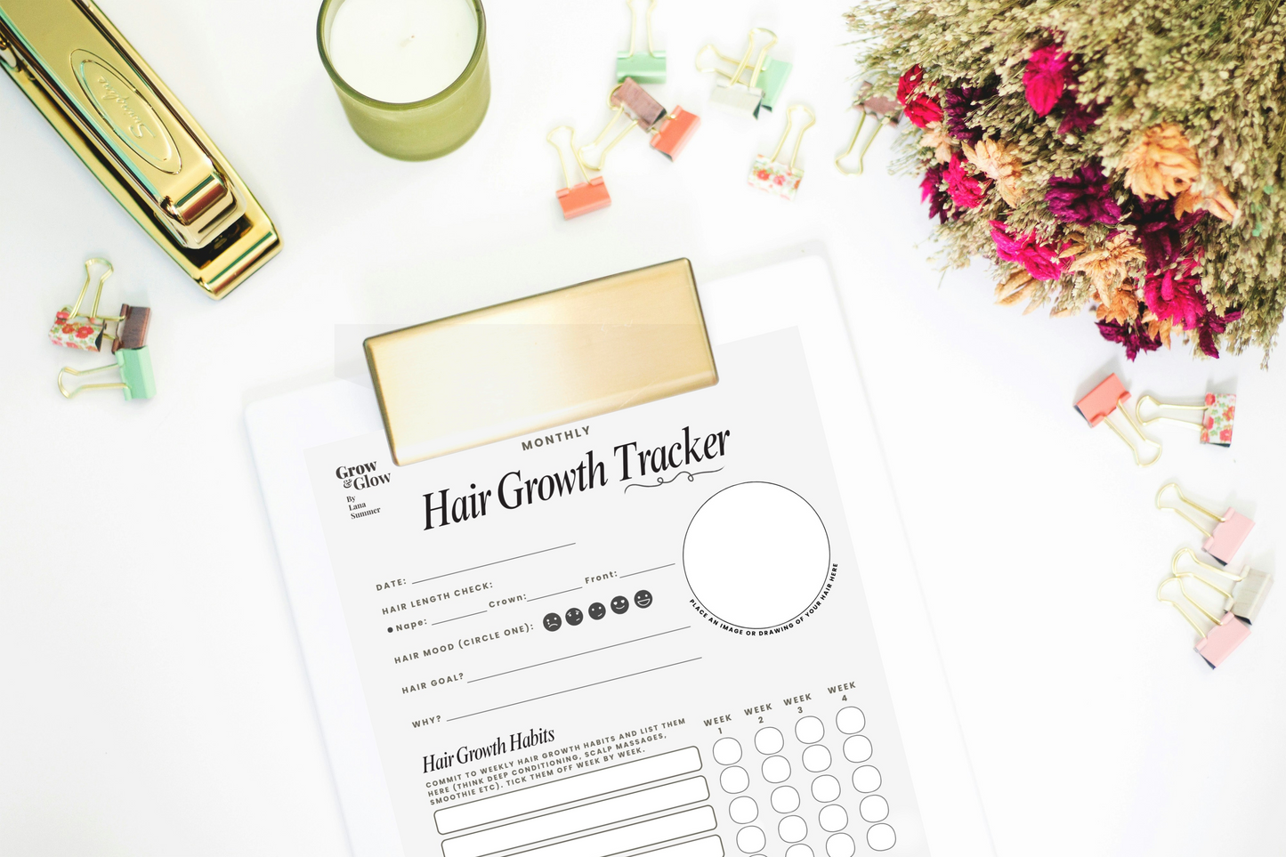 Grow & Glow HAIR GROWTH TRACKER Journal