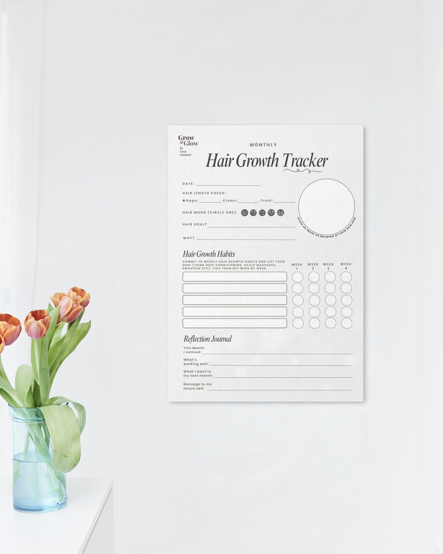Grow & Glow HAIR GROWTH TRACKER Journal