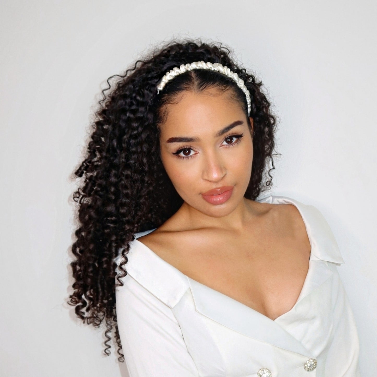 Thin Satin Headchie - White